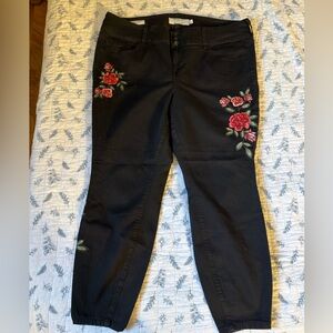 Torrid Black Jeggings with Rose Patch Detail